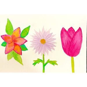 Hand painted watercolor original painting flowers